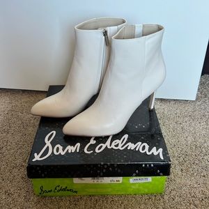 Sam Edelman white stiletto ankle boots size 8 1/2